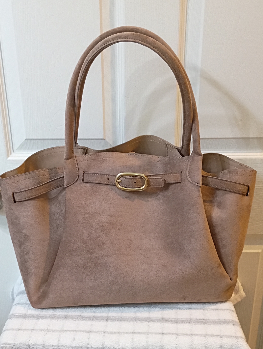 Old Navy Faux Suede Tote Bag in Taupe - Elegant Women's Handbag
